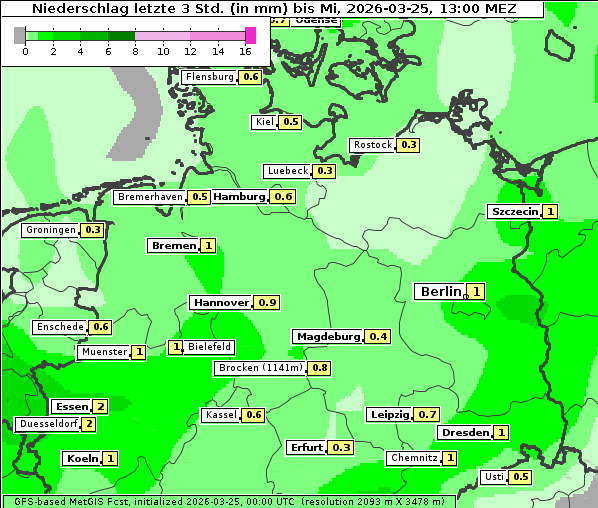 Niederschlag, 25. 3. 2026