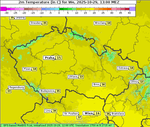 Temperatur, 29. 10. 2025
