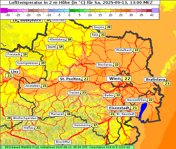 Temperatur, 13. 9. 2025