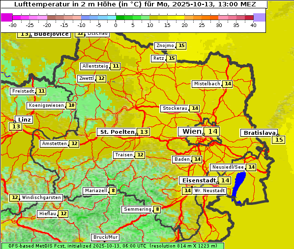 Temperatur, 13. 10. 2025