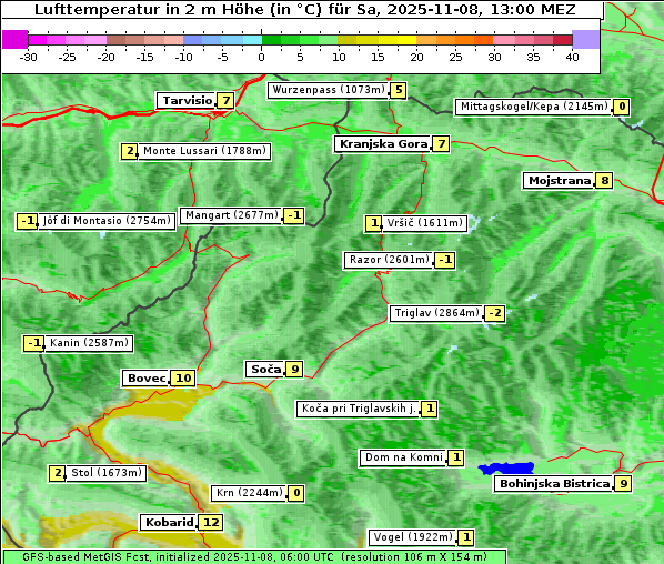 Temperatur, 8. 11. 2025