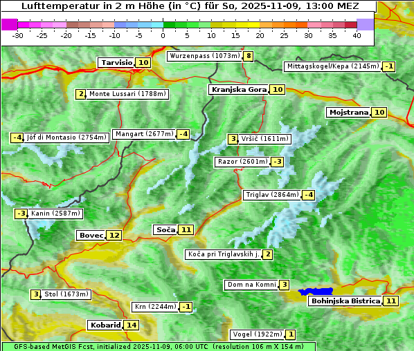 Temperatur, 9. 11. 2025
