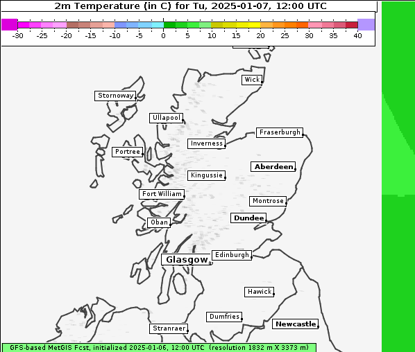 Temperatur, 7. 1. 2025