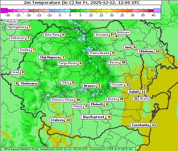Temperatur, 12. 12. 2025