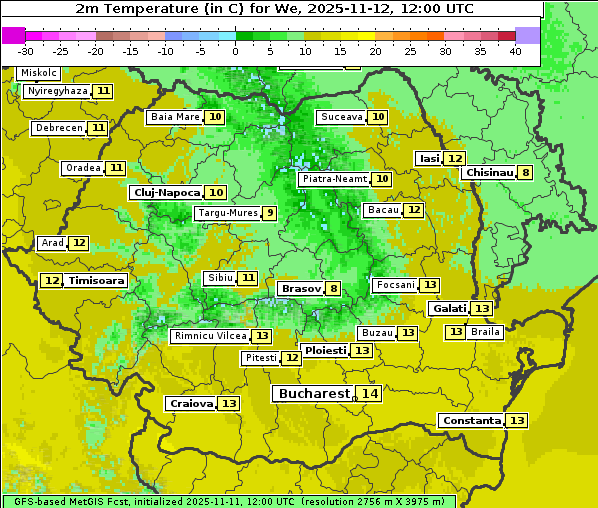 Temperatur, 12. 11. 2025