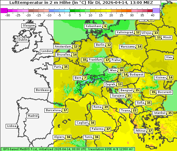 Temperatur, 14. 4. 2026