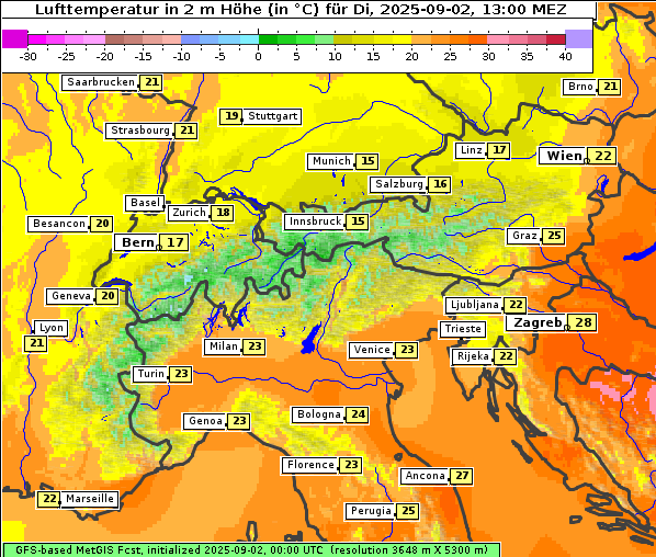 Temperatur, 2. 9. 2025