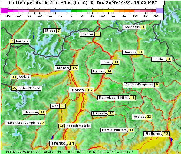 Temperatur, 30. 10. 2025