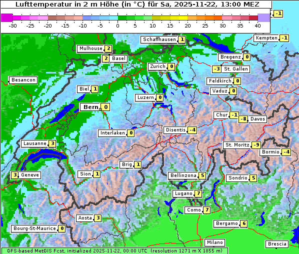 Temperatur, 22. 11. 2025