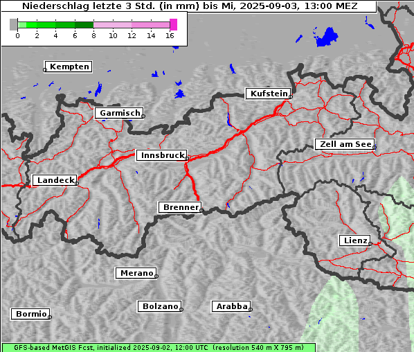Niederschlag, 3. 9. 2025