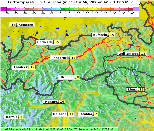 Temperatur, 5. 3. 2025