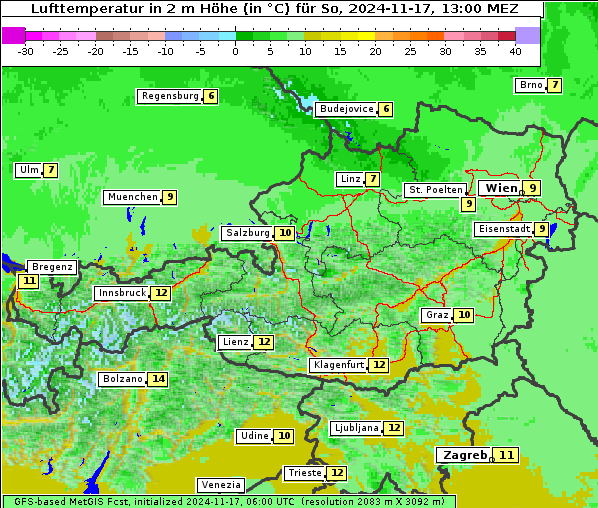 Temperatur, 17. 11. 2024