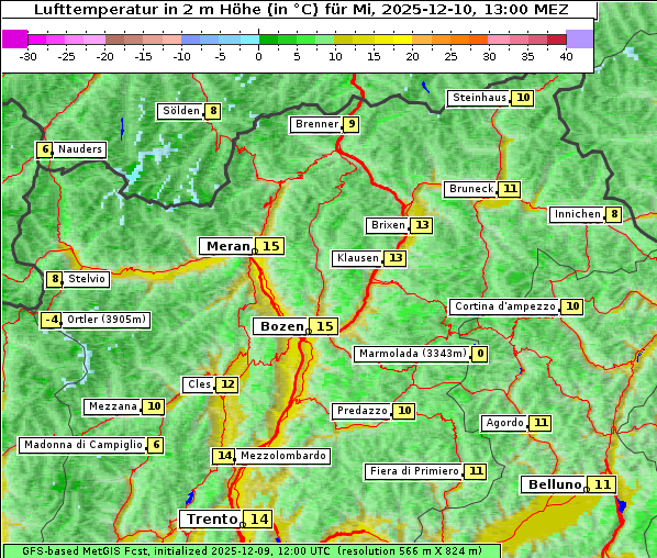 Temperatur, 10. 12. 2025