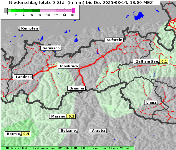 Niederschlag, 14. 8. 2025