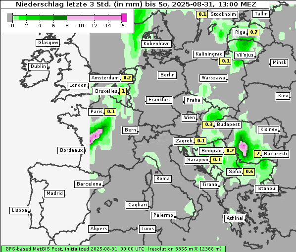 Niederschlag, 31. 8. 2025