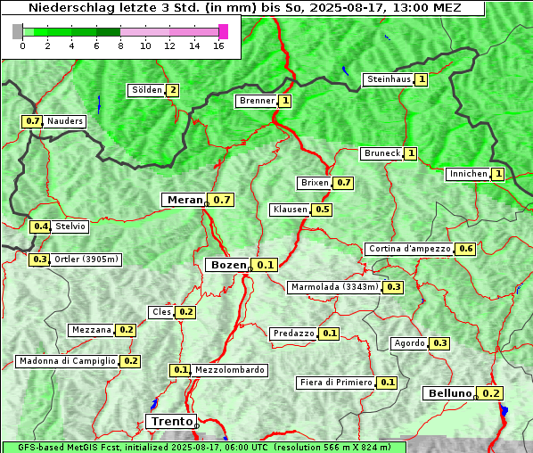 Niederschlag, 17. 8. 2025