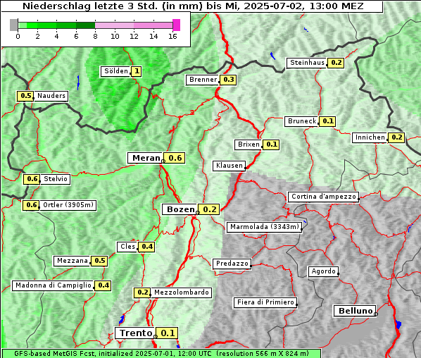 Niederschlag, 2. 7. 2025