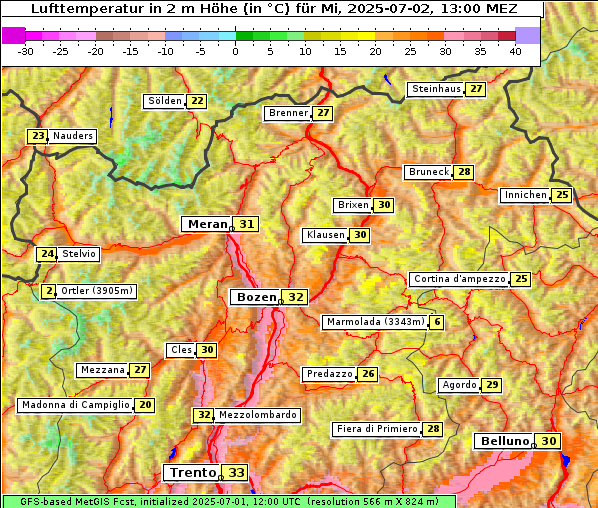 Temperatur, 2. 7. 2025