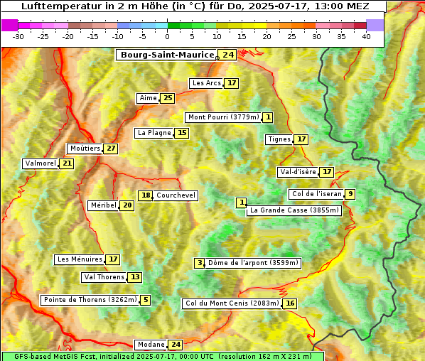 Temperatur, 17. 7. 2025