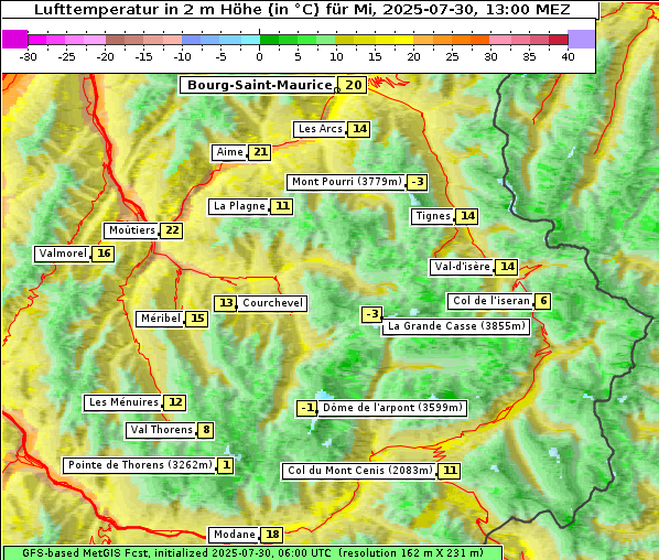 Temperatur, 30. 7. 2025