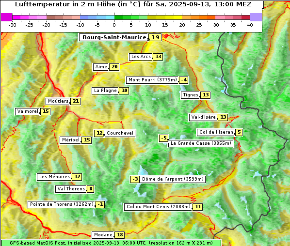 Temperatur, 13. 9. 2025