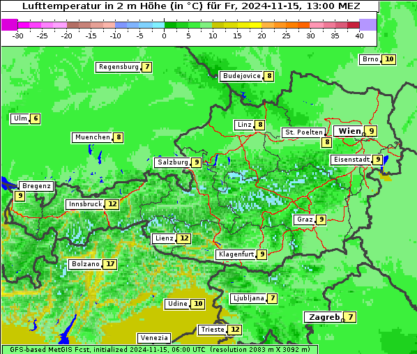 Temperatur, 15. 11. 2024