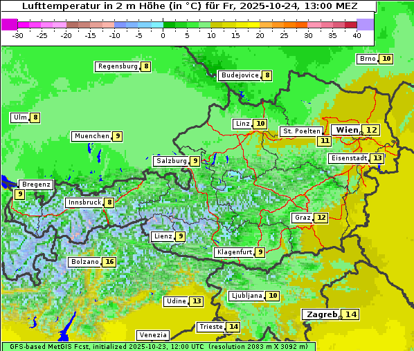 Temperatur, 24. 10. 2025