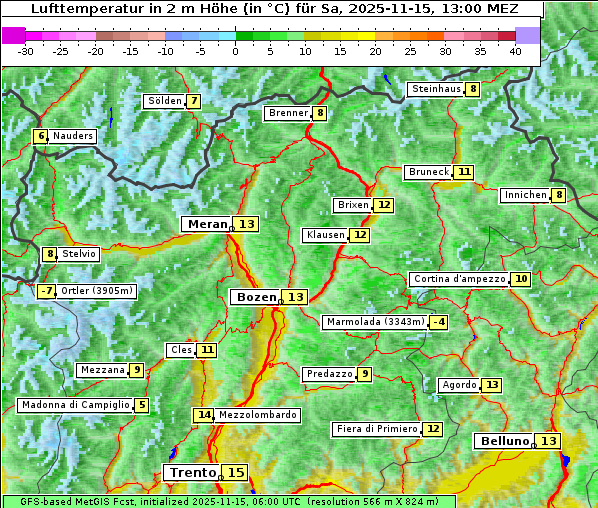 Temperatur, 15. 11. 2025