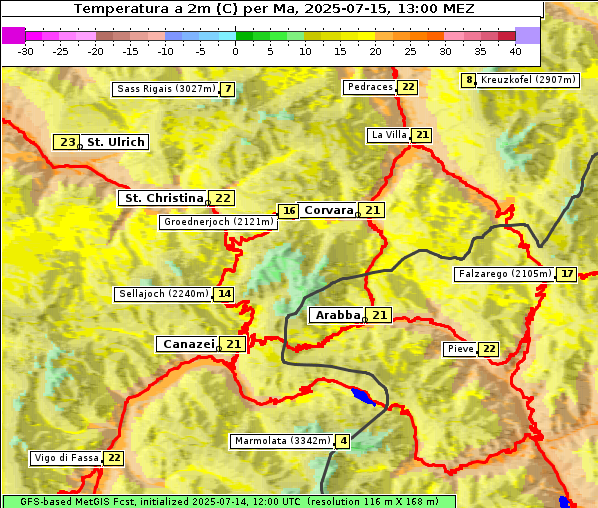 Temperatur, 15. 7. 2025
