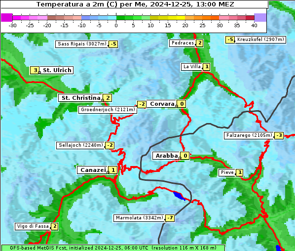 Temperatur, 25. 12. 2024