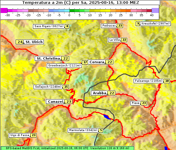 Temperatur, 16. 8. 2025