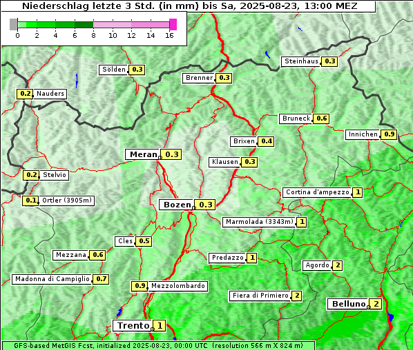 Niederschlag, 23. 8. 2025