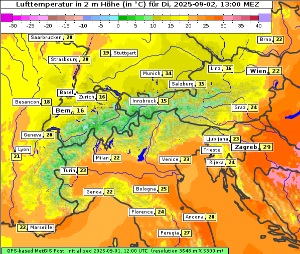 Temperatur, 2. 9. 2025