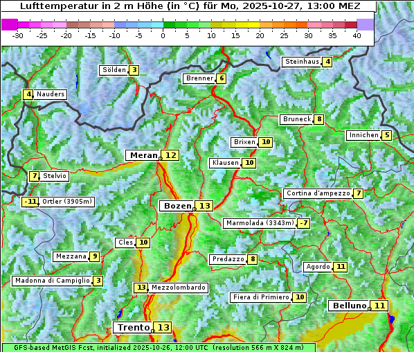 Temperatur, 27. 10. 2025