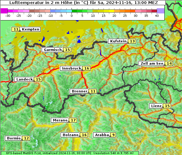 Temperatur, 16. 11. 2024