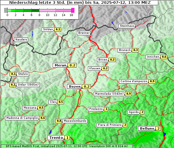 Niederschlag, 12. 7. 2025