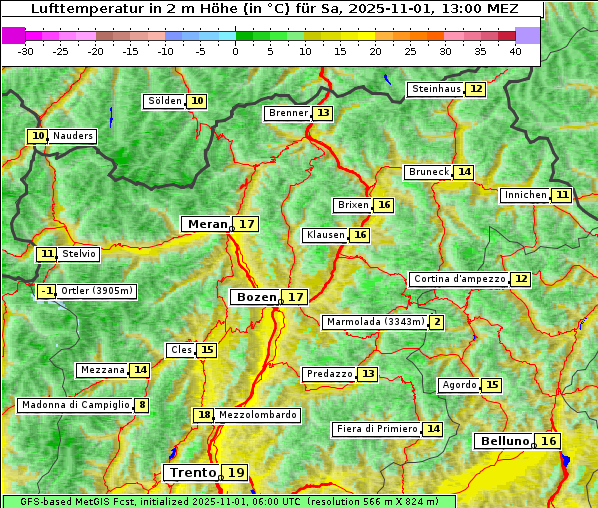 Temperatur, 1. 11. 2025