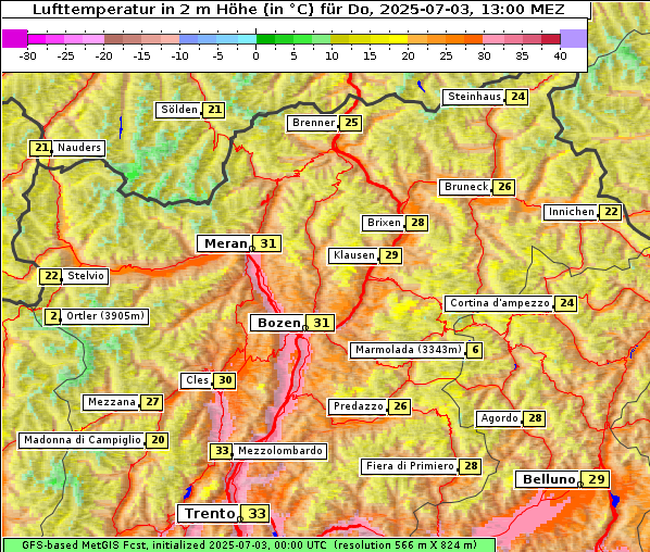 Temperatur, 3. 7. 2025