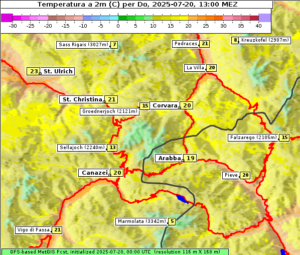 Temperatur, 20. 7. 2025