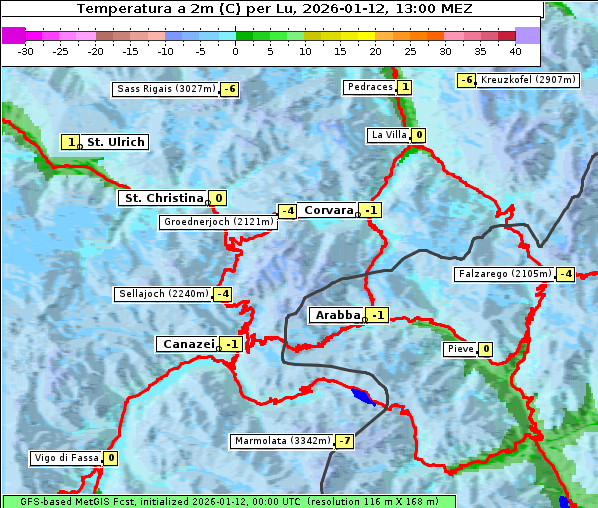 Temperatur, 12. 1. 2026