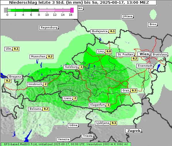 Niederschlag, 17. 8. 2025