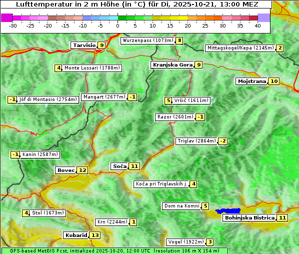 Temperatur, 21. 10. 2025