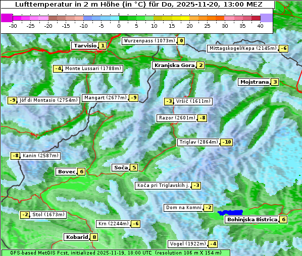 Temperatur, 20. 11. 2025