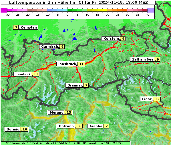 Temperatur, 15. 11. 2024