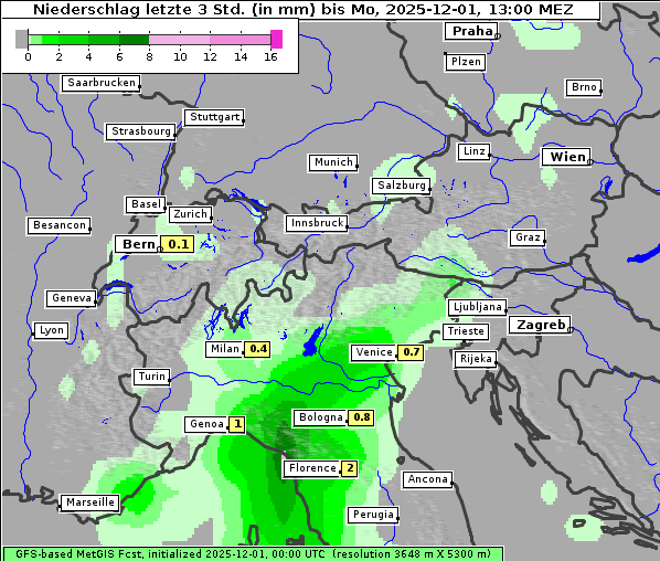 Niederschlag, 1. 12. 2025