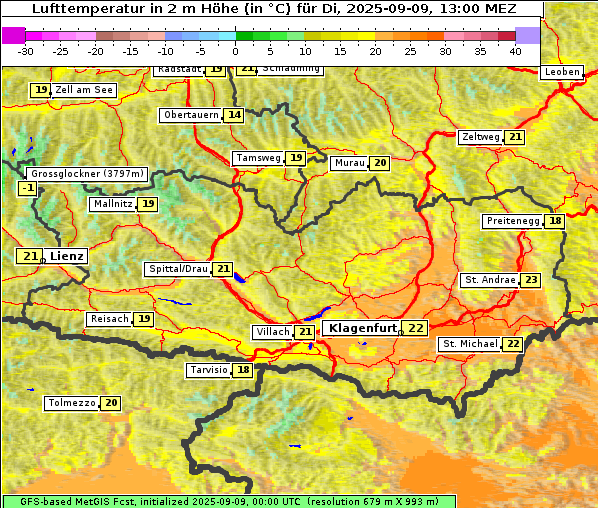 Temperatur, 9. 9. 2025
