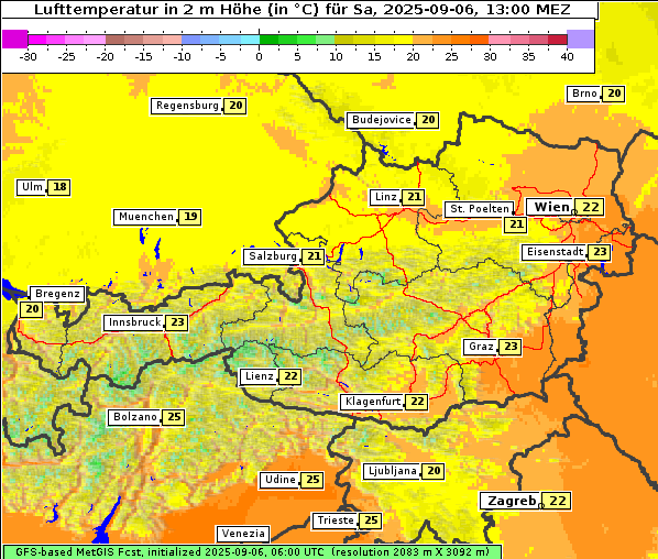 Temperatur, 6. 9. 2025