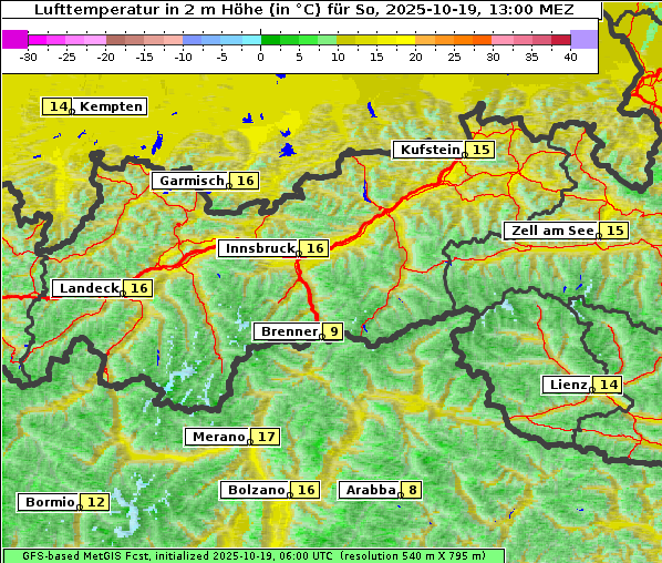 Temperatur, 19. 10. 2025