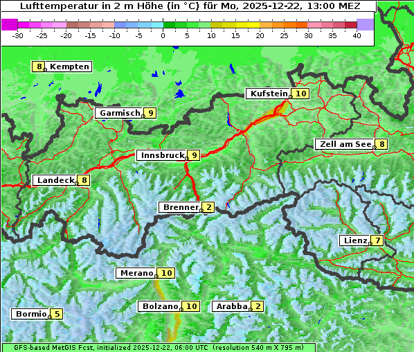 Temperatur, 22. 12. 2025