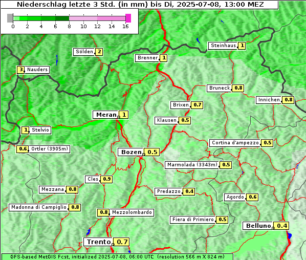 Niederschlag, 8. 7. 2025